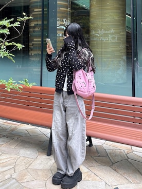 「DTYYPE（ドタイプ）のエンボス2WAYショルダーバッグ（ショルダーバッグ、ピンク系）」を使った、saraha さん（レディース・163cm）の春コーディネート