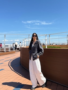 「アイテム（パーカー）」を使った、sara さん（レディース・163cm）の夏コーディネート