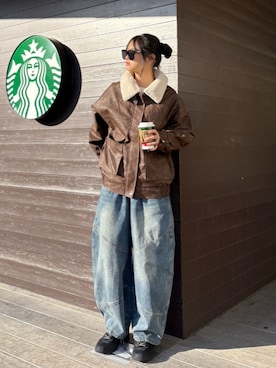 「アイテム（ブルゾン）」を使った、sara さん（レディース・163cm）の秋コーディネート