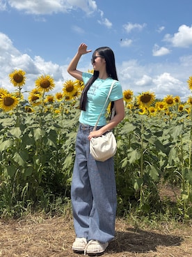 「GU（ジーユー）のアイテム（バッグ）」を使った、saraha さん（レディース・163cm）の夏コーディネート