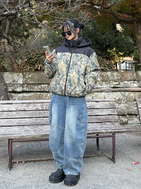 「アイテム（ダウンジャケット/コート）」を使った、sara さん（レディース・163cm）の秋コーディネート