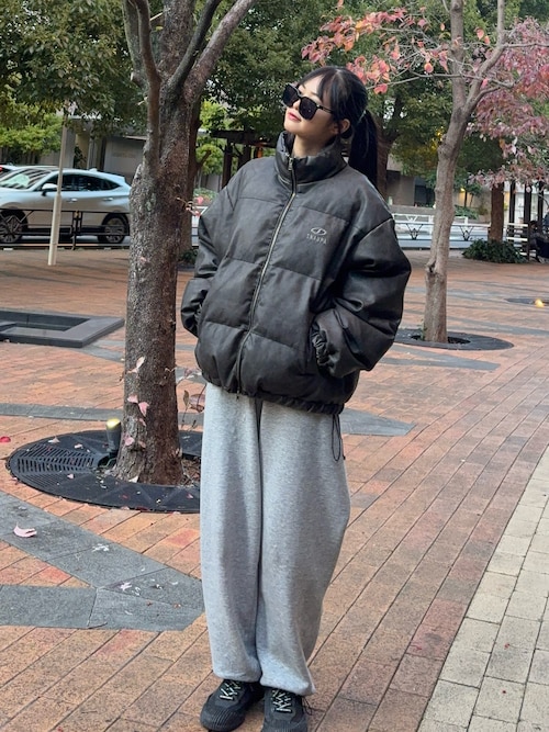 Snap club】ヴィンテージ加工ビッグスタンドダブルジップ中綿