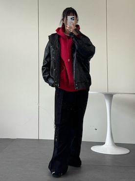 「アイテム（パーカー）」を使った、sara さん（レディース・163cm）の秋コーディネート