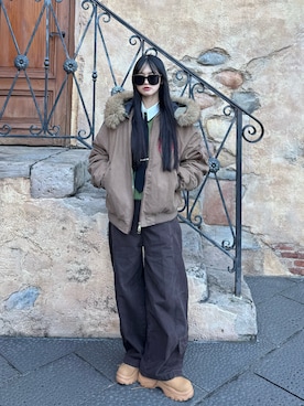 「アイテム（シューズ）」を使った、sara さん（レディース・163cm）の冬コーディネート