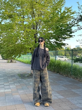「アイテム（カーゴパンツ）」を使った、sara さん（レディース・163cm）の秋コーディネート