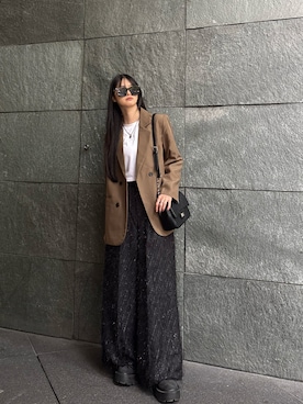 「アイテム（テーラードジャケット）」を使った、sara さん（レディース・163cm）の秋コーディネート