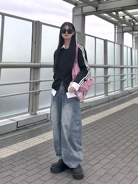 「アイテム（ジャージ）」を使った、sara さん（レディース・163cm）の秋コーディネート