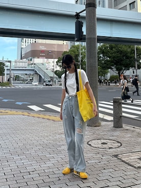 「アイテム（トートバッグ）」を使った、sara さん（レディース・163cm）の夏コーディネート