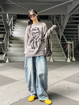 「Onitsuka Tiger（オニツカタイガー）のアイテム（イエロー系）」を使った、sara さん（レディース・163cm）の秋コーディネート