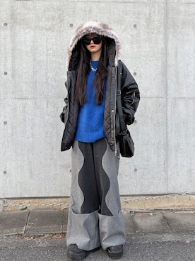 「アイテム（ブルゾン）」を使った、saraha さん（レディース・163cm）の冬コーディネート