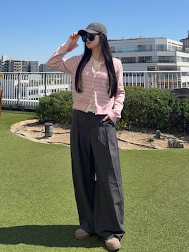 「MUSENTのアイテム（キャップ、ブラック系）」を使った、saraha さん（レディース・163cm）の春コーディネート