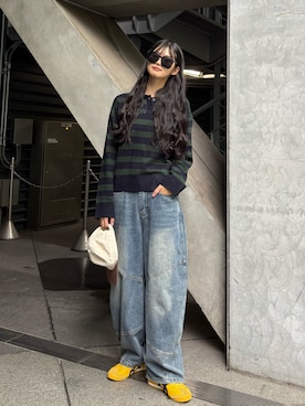 「Onitsuka Tiger（オニツカタイガー）のアイテム（イエロー系）」を使った、sara さん（レディース・163cm）の秋コーディネート