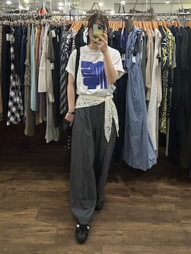 「MIRROR STOKE（ミラーストーク）のアイテム」を使った、もさん（レディース・167cm）の夏コーディネート