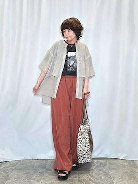 「SHOO・LA・RUE（シューラルー）のフロントフリル シアーワッシャーブラウス（シャツ/ブラウス、ベージュ系）」を使った、ぬーさん（レディース・145cm）の夏コーディネート