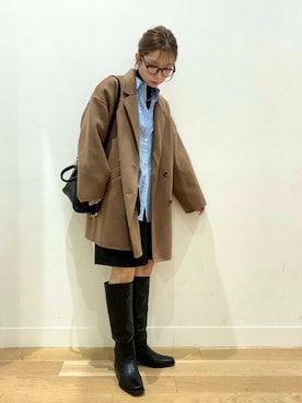 「アイテム（その他アウター、ブラウン系）」を使った、えばみ。さん（レディース・160cm）の秋コーディネート