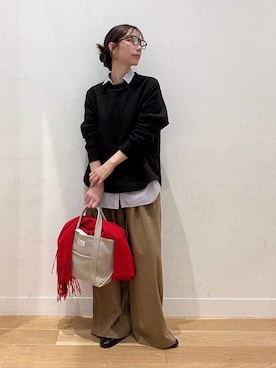 「アイテム（バレッタ/ヘアクリップ）」を使った、えばみ。さん（レディース・160cm）の秋コーディネート