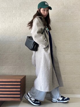 「RODE SKO」｜「アイテム（ステンカラーコート）」を使った、えばみ。さん（レディース・160cm）の冬コーディネート