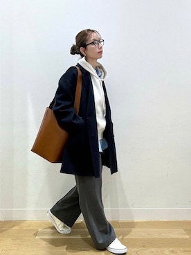 「URBAN RESEARCH DOORS（アーバンリサーチドアーズ）のウールリバーテーラードコート（その他アウター）」を使った、えばみ。さん（レディース・160cm）の秋コーディネート