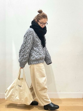 「アイテム（ストール/ショール）」を使った、えばみ。さん（レディース・160cm）の冬コーディネート