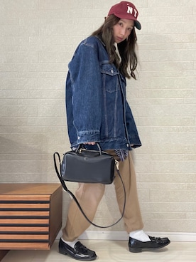「RODE SKO」｜「アイテム（デニムジャケット）」を使った、えばみ。さん（レディース・160cm）の冬コーディネート