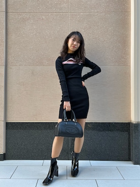 「DIESEL OSAKA」｜「アイテム（ワンピース/ドレス）」を使った、Chikanoさん（レディース・162cm）の冬コーディネート
