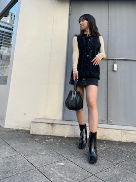 「DIESEL OSAKA」｜「アイテム（ジャケット/アウター）」を使った、Chikanoさん（レディース・160cm）の春コーディネート