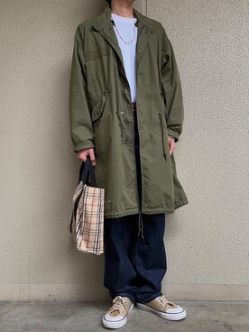 「coen（コーエン）のアイテム（モッズコート）」を使った、Yuさん（メンズ・167cm）の春コーディネート