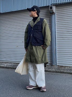 「coen（コーエン）のアイテム（モッズコート）」を使った、Yuさん（メンズ・167cm）の春コーディネート
