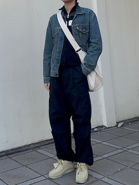 「アイテム（モカシン/デッキシューズ、ホワイト系）」を使った、Yuさん（メンズ・167cm）の春コーディネート