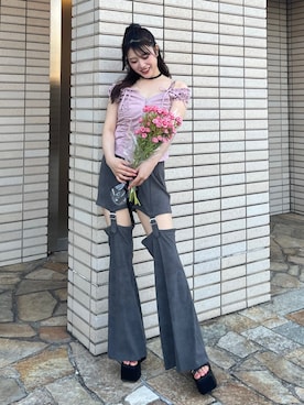 「グレーパンツ」｜kaoriさん（レディース・156cm）の夏コーディネート