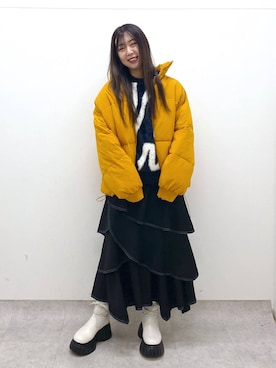 「PAGEBOY」｜「アイテム（ダウンジャケット/コート）」を使った、NIINAさん（レディース・165cm）の冬コーディネート
