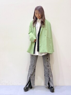 「PBLIM（ページボーイリム）のアイテム（テーラードジャケット）」を使った、NIINAさん（レディース・164cm）の春コーディネート