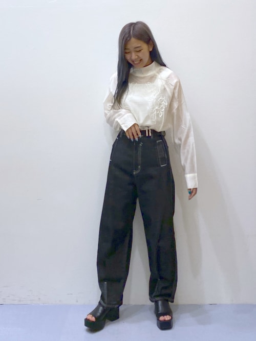 coyseio ブラックチェックのトップス BLACK BY MOUSSY | sheer check tops (シャツ・ブラウス ) |SHEL