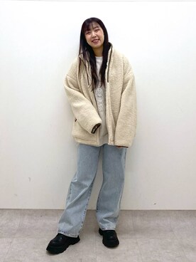 「アイテム（ブルゾン）」を使った、NIINAさん（レディース・165cm・20代）の冬コーディネート