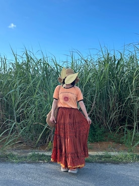 「flower（フラワー）のアイテム（帽子）」を使った、ポンカンさん（レディース・155cm）の秋コーディネート