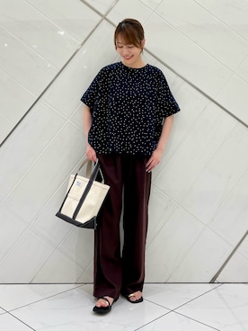 「URBAN RESEARCH DOORS（アーバンリサーチドアーズ）のドットシルケットプルオーバー（Tシャツ/カットソー、ブルー系）」を使った、IKUさん（レディース・161cm）の夏コーディネート