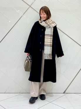 「アイテム（ステンカラーコート）」を使った、IKUさん（レディース・161cm）の冬コーディネート