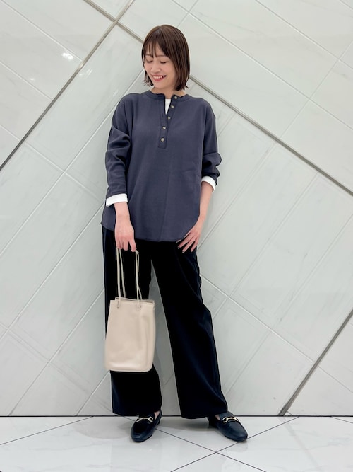 セール】レイヤード風ワッフルヘンリープルオーバー（Tシャツ