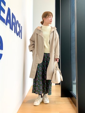 「春ニット」｜「アイテム（モッズコート）」を使った、IKUさん（レディース・160cm）の冬コーディネート