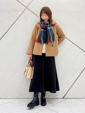 「アイテム（マフラー）」を使った、IKUさん（レディース・161cm）の冬コーディネート