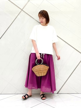 「アイテム（スカート、パープル系）」を使った、IKUさん（レディース・161cm）の夏コーディネート