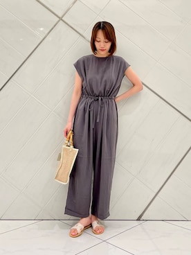 「パンツスタイル」｜「アイテム（サロペット/オーバーオール）」を使った、IKUさん（レディース・161cm）の夏コーディネート