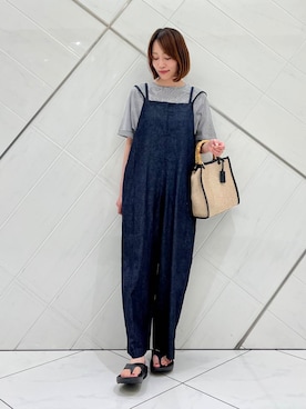 「かぐれ（カグレ）のアイテム（サロペット/オーバーオール）」を使った、IKUさん（レディース・161cm）の夏コーディネート
