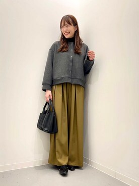 「URBAN RESEARCH Sonny Label（アーバンリサーチサニーレーベル）のストレッチメルトンカーディガン（カーディガン/ボレロ）」を使った、IKUさん（レディース・161cm）の秋コーディネート