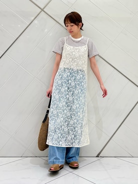 「URBAN RESEARCH DOORS（アーバンリサーチドアーズ）のGYMPHLEX　SHORT-SLEEVE T-SHIRTS（Tシャツ/カットソー、ベージュ系）」を使った、IKUさん（レディース・161cm）の春コーディネート