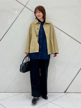 「アイテム（ステンカラーコート）」を使った、IKUさん（レディース・161cm）の秋コーディネート