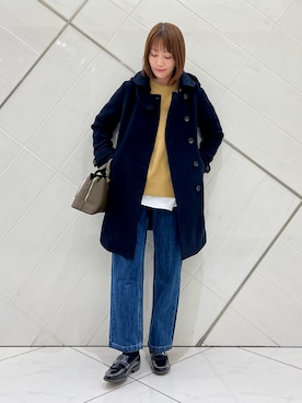 「アイテム（バッグ、パープル系）」を使った、IKUさん（レディース・161cm）の冬コーディネート