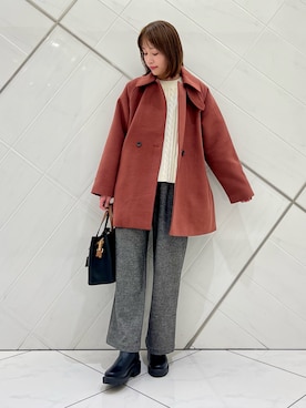 「アイテム（テーラードジャケット、レッド系）」を使った、IKUさん（レディース・161cm）の秋コーディネート