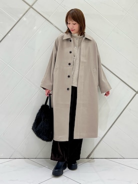 「かぐれ（カグレ）のコットンベルベットイージーパンツ（その他パンツ）」を使った、IKUさん（レディース・161cm）の冬コーディネート