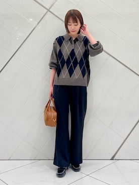 「HARUTA（ハルタ）の『別注』HARUTA×DOORS　キルトローファー（ローファー）」を使った、IKUさん（レディース・161cm）の秋コーディネート
